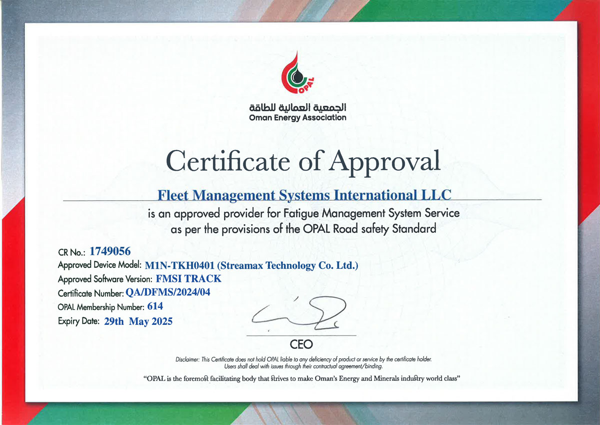 FMSI Receives OPAL Oman Approval for Driver Fatigue Monitoring System